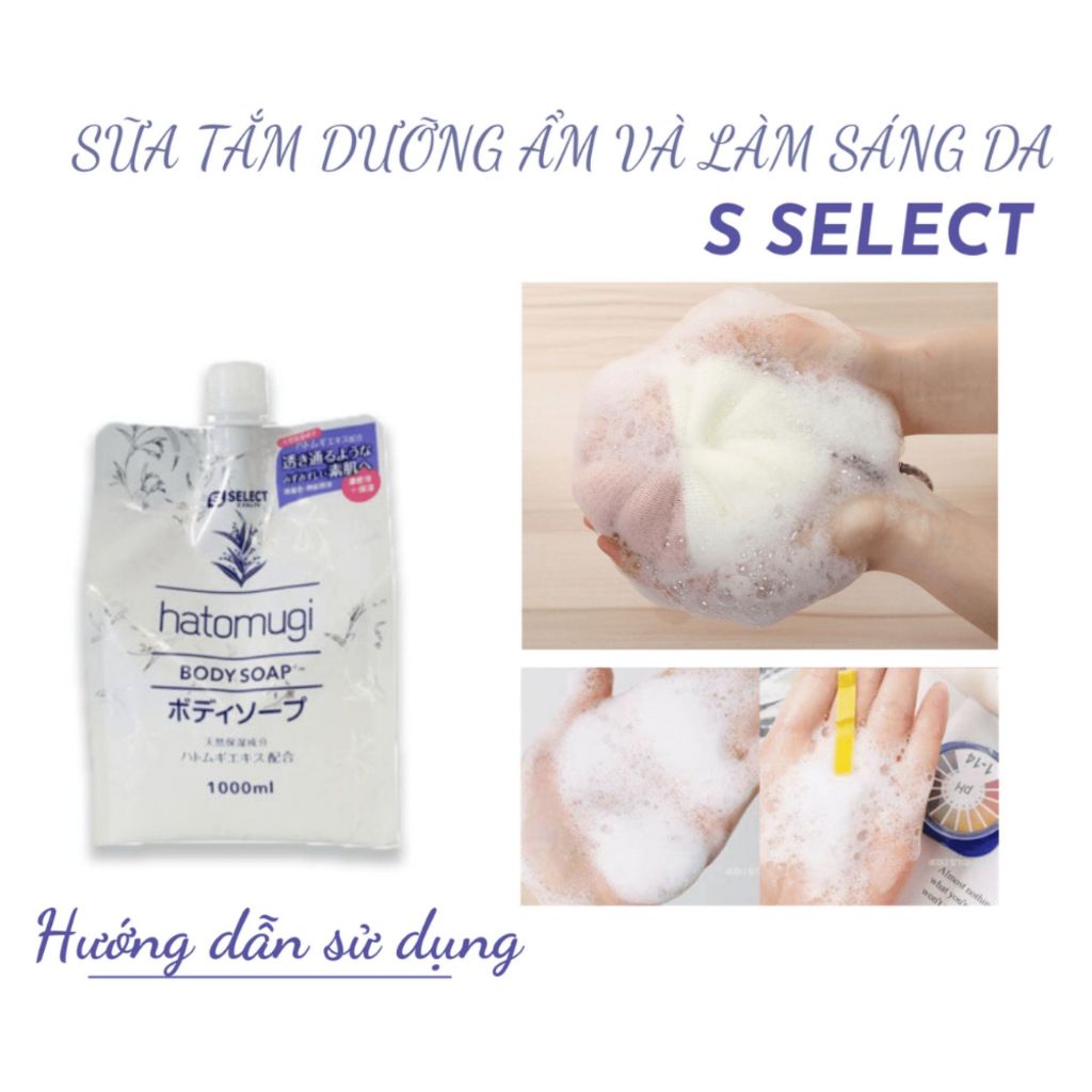 Sữa tắm S Select Nhật Bản chiết xuất hạt ý dĩ cấp ẩm sâu dưỡng da sáng mịn 1000ml - Bahachiha