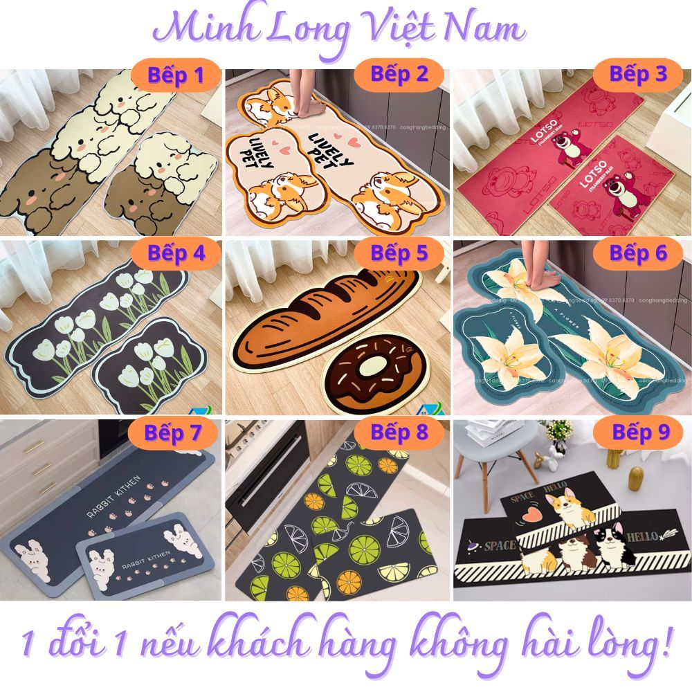 BỘ 2 THẢM BẾP DÀI ⚡️ THẢM LAU CHÂN NHÀ BẾP 3D CHỐNG TRƠN TRƯỢT NHƯ HÌNH