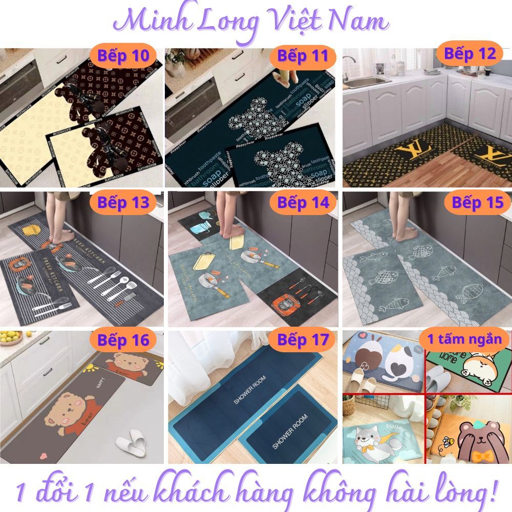 BỘ 2 THẢM BẾP DÀI ⚡️ THẢM LAU CHÂN NHÀ BẾP 3D CHỐNG TRƠN TRƯỢT NHƯ HÌNH