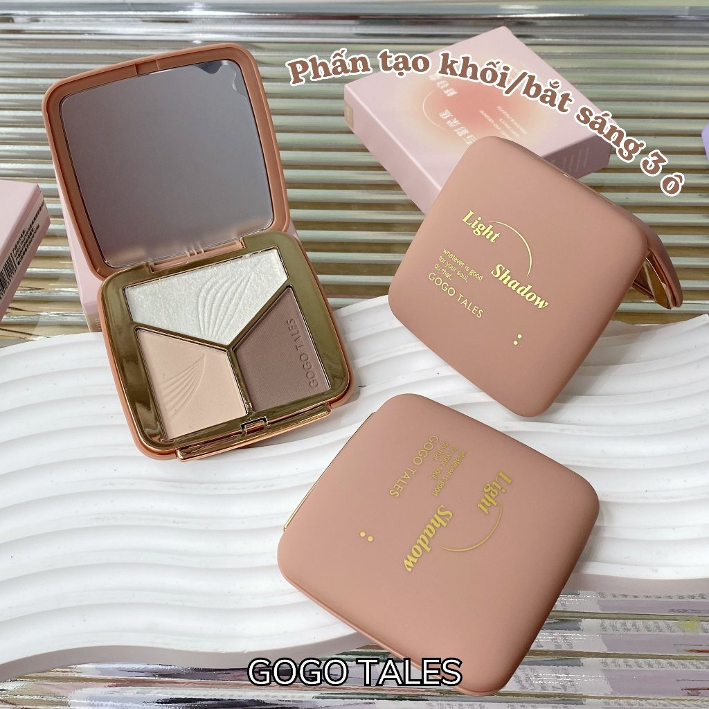 Phấn tạo khối/bắt sáng 3 ô nâu tây GOGO TALES Light Shadow GT545