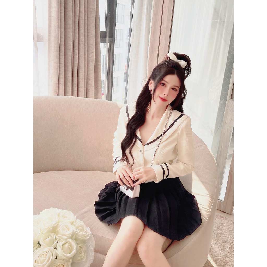 Set Áo+Chân Váy Xếp Ly Váy Đẹp Dáng Thuỷ Thủ_LERIN B72