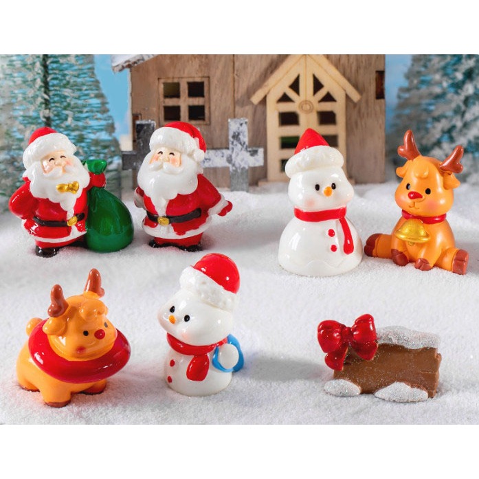 Tượng ông già Noel, người tuyết, cây thông, trang trí tiểu cảnh Giáng Sinh để bàn