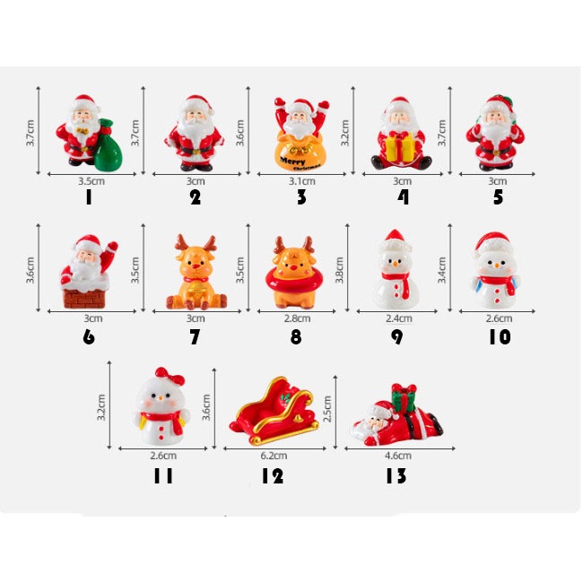 Tượng ông già Noel, người tuyết, cây thông, trang trí tiểu cảnh Giáng Sinh để bàn