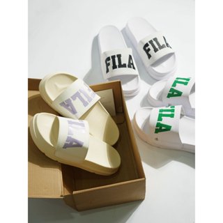 Dép quai ngang cao su nữ Fila chữ in, mang êm chân, chống trơn trượt, đếcao 4cm hack dáng