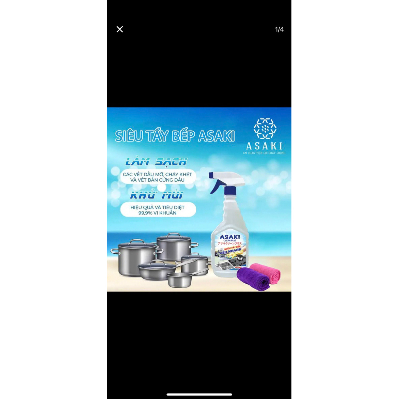 Nước Tẩy Rửa Nhà Bếp ASAKI Dung Tích 0,5L Tẩy dầu mỡ nhà bếp tẩy hút mùi, bếp ga, đáy nồi, đáy chảo