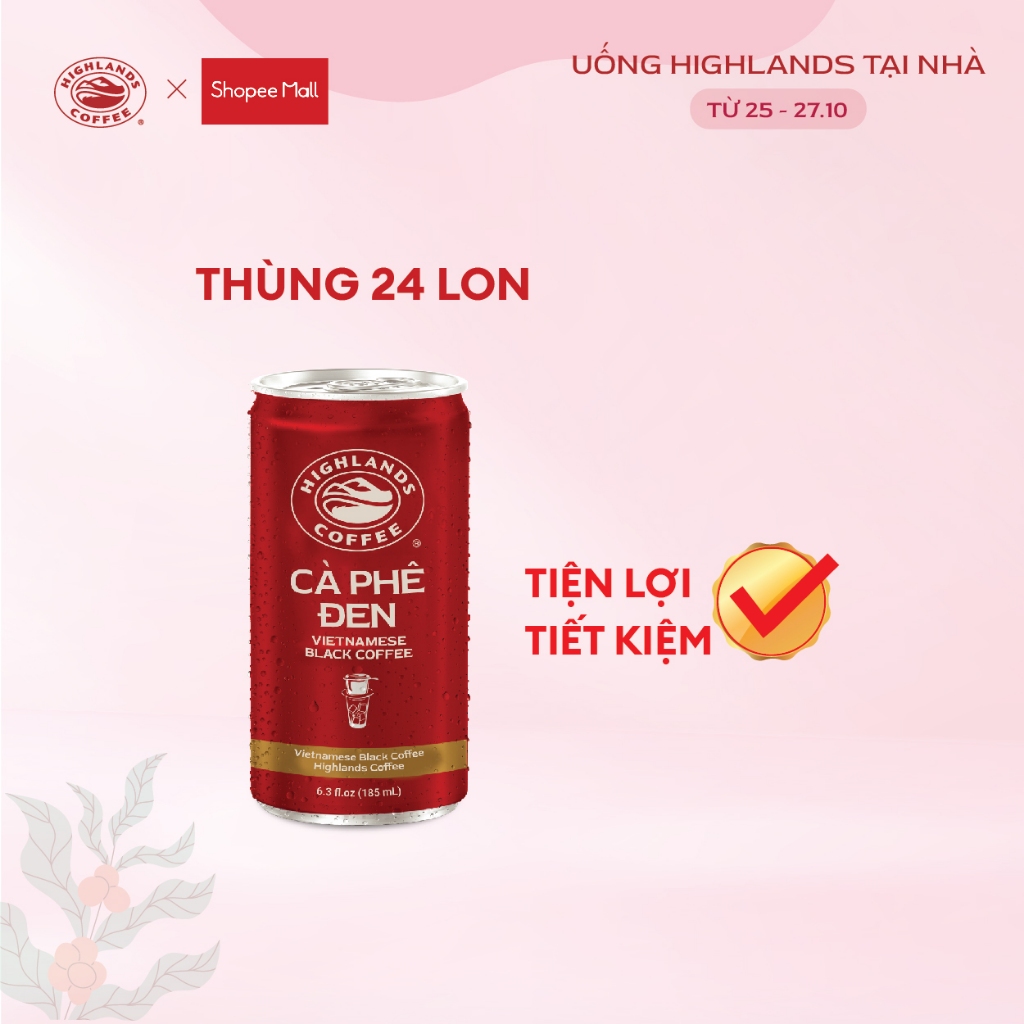 Thùng 24 Lon Cà Phê Đen Highlands Coffee 185ml/lon