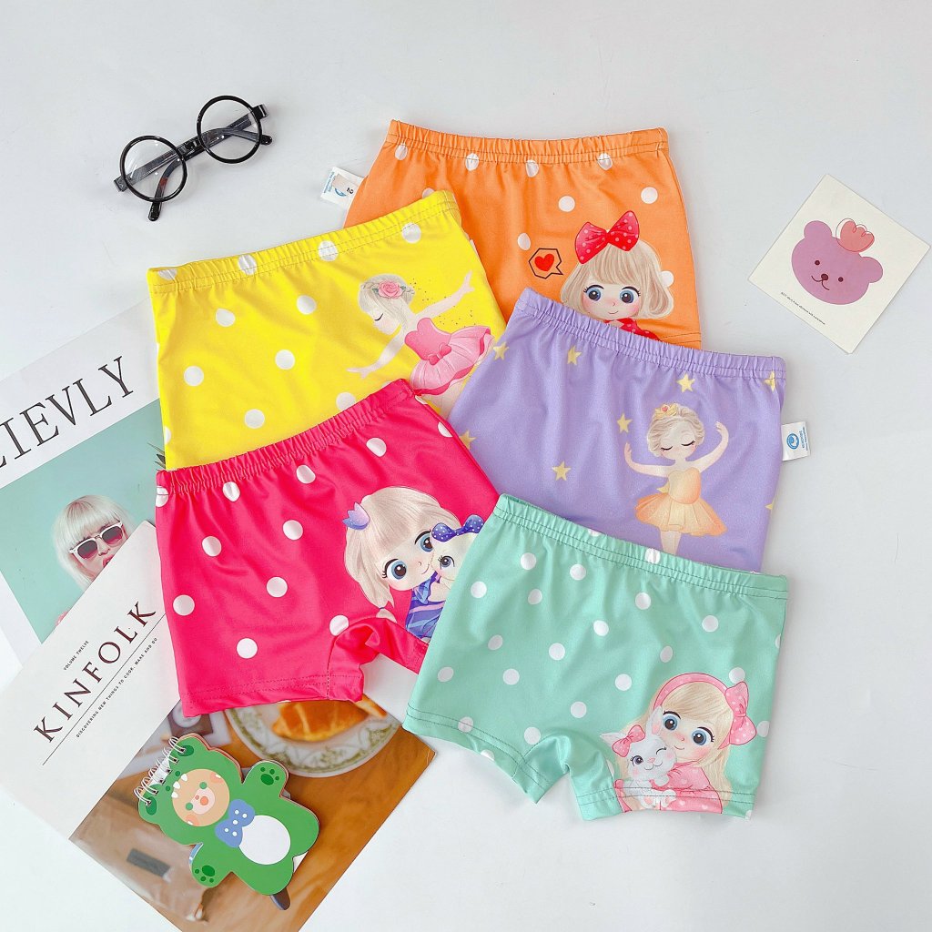 Quần chip đùi cho bé vải cotton thun lạnh  hình em bé nhiều màu sắc cho bé gái 2-12tuổi-namkidsqate