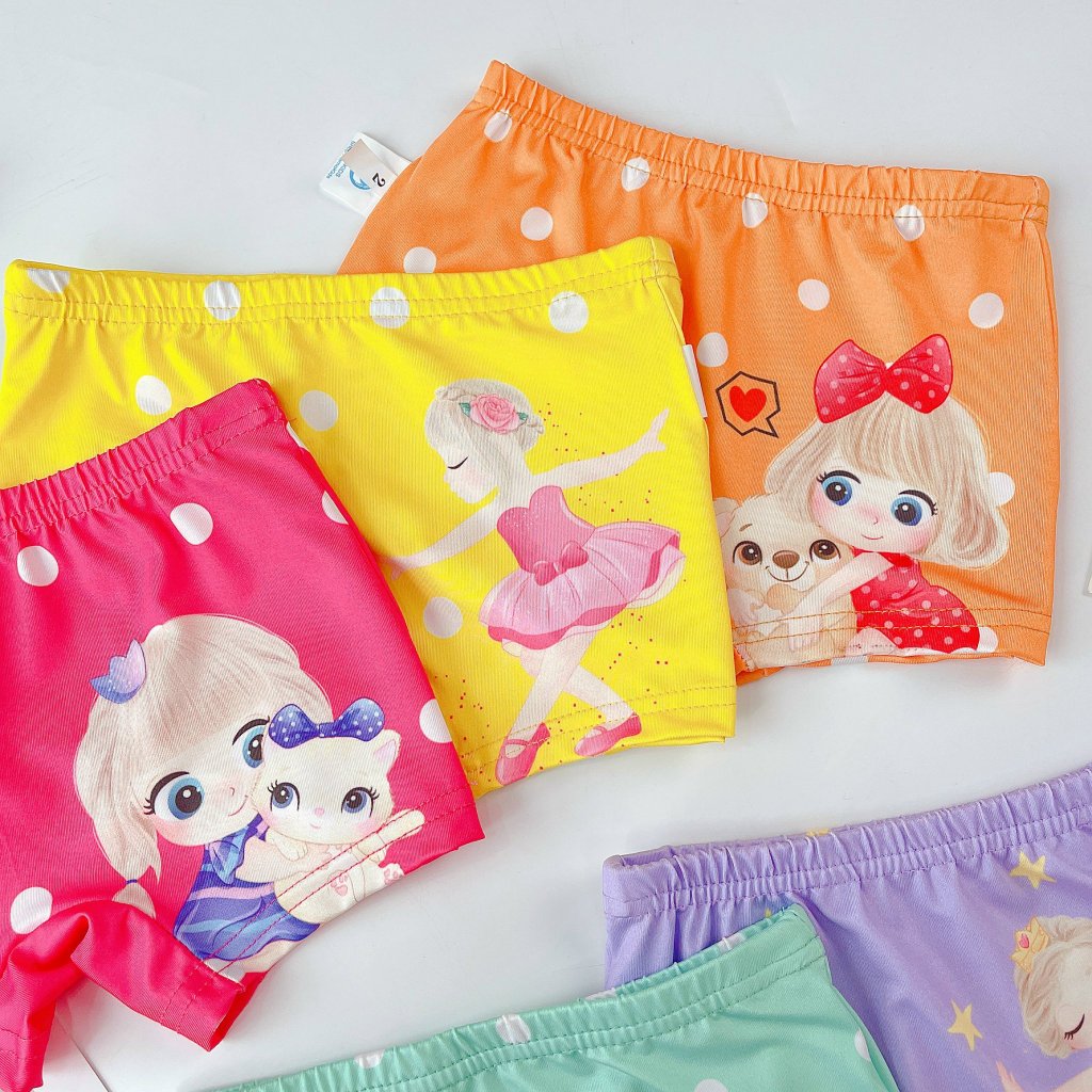 Quần chip đùi cho bé vải cotton thun lạnh  hình em bé nhiều màu sắc cho bé gái 2-12tuổi-namkidsqate