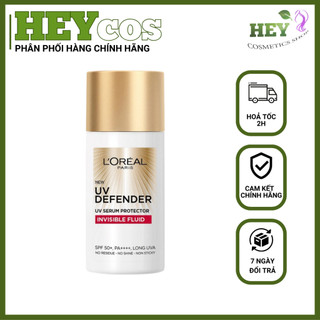 Kem chống nắng x20 thoáng da mỏng nhẹ l'oreal paris uv defender serum 50ml spf 50++ | heycos