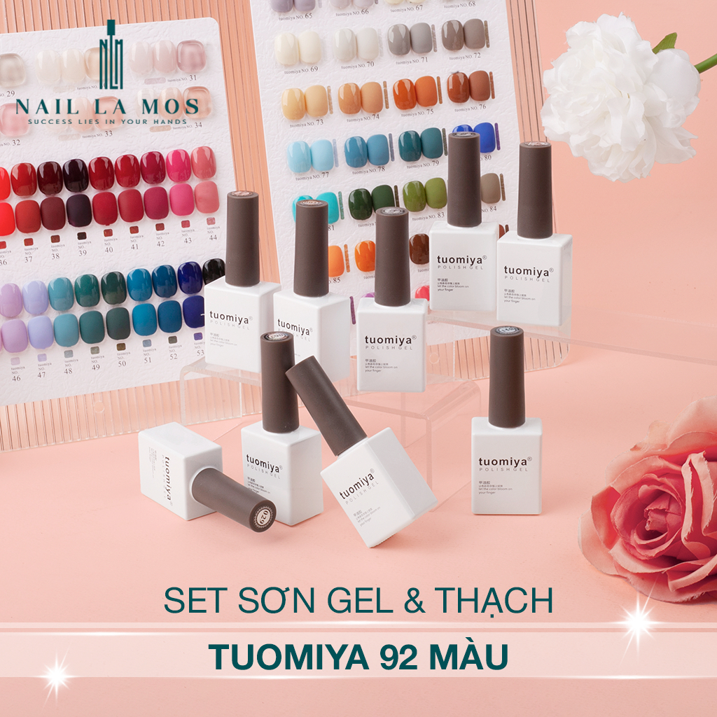 Set sơn gel Tuomiya chính hãng 92 màu nail - Sơn móng tay mix gel thạch tone hồng, thạch nhũ