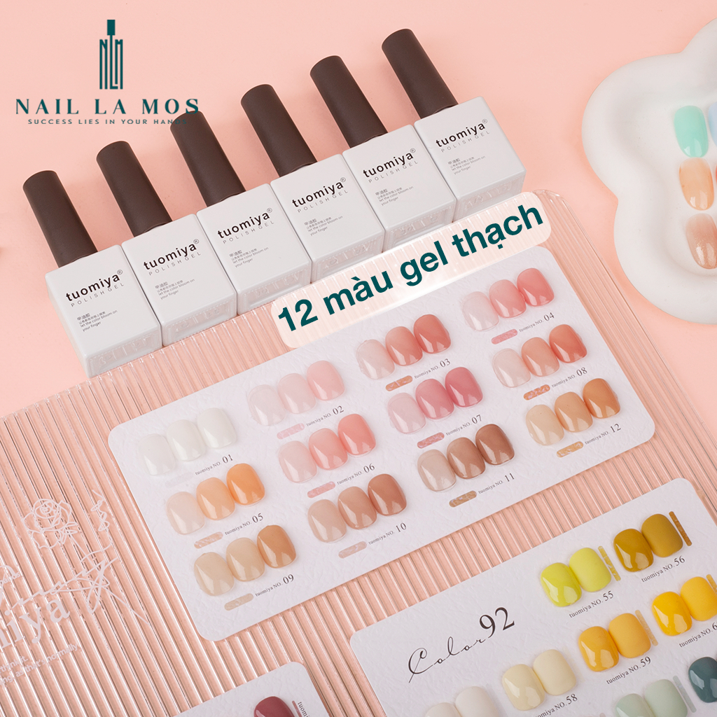 Set sơn gel Tuomiya chính hãng 92 màu nail - Sơn móng tay mix gel thạch tone hồng, thạch nhũ