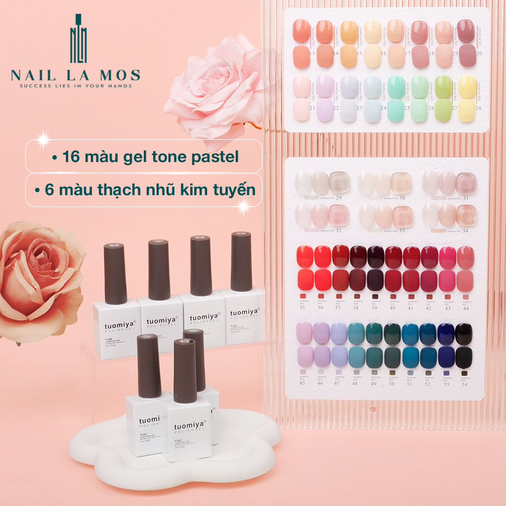 Set sơn gel Tuomiya chính hãng 92 màu nail - Sơn móng tay mix gel thạch tone hồng, thạch nhũ