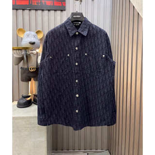[Hight Quality] Hàng Có Sẵn!! Áo Sơ Mi Denim Di .or Oblique Kasuri Monogram - Chất Liệu Denim Hàng Loại 1 Full Túi Tag