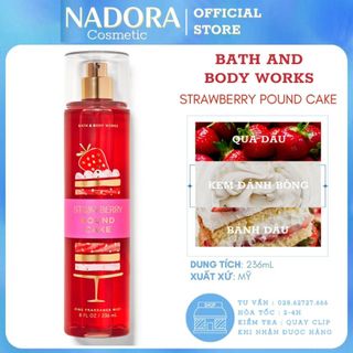 Xịt Thơm STRAWBERRY POUND CAKE - Bath And Body Works Body Mist (236ml)
