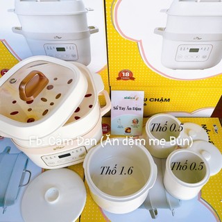 Nồi nấu cháo châm bear 1,6l ninh hấp hầm đa năng, nấu đồ ăn dặm cho bé có lồng hấp