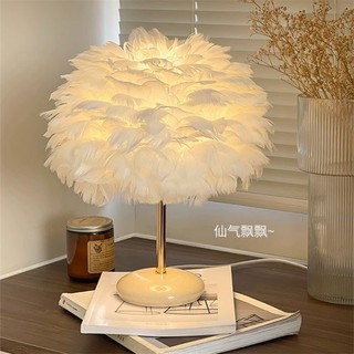 Đèn bàn phòng ngủ đèn bàn đèn ngủ ánh sáng trang trí lãng mạn ấm áp đèn bàn gốm lông vũ quà tặng
