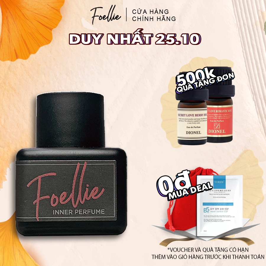 Nước hoa vùng kín Foellie Eau De Perfume vùng kín thơm ngon, giảm mùi hôi và nấm ngứa dung tích 5ml
