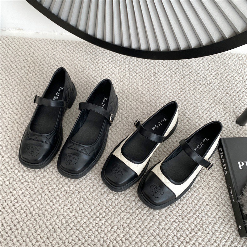 Giày búp bê nữ Mary Jane da mềm chần chỉ hàng QC fulbox 688-25 HACHI SHOES