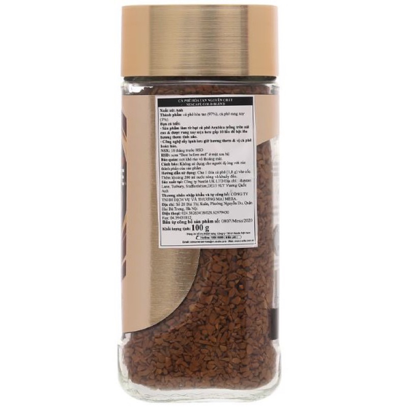 Cà phê hòa tan cao cấp Nescafe Gold Blend hũ 100g