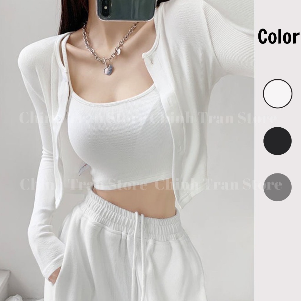 Set áo CARDIGAN kèm áo 2 dây nhẹ nhàng nữ tính  - Chinh Trần Store