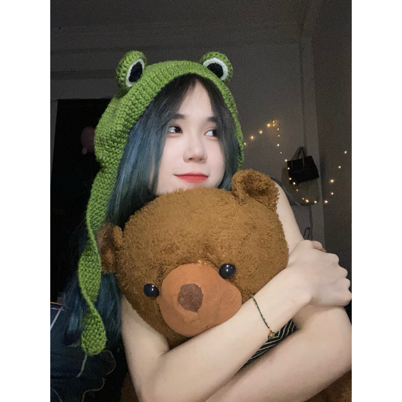 Mũ len ếch so cute