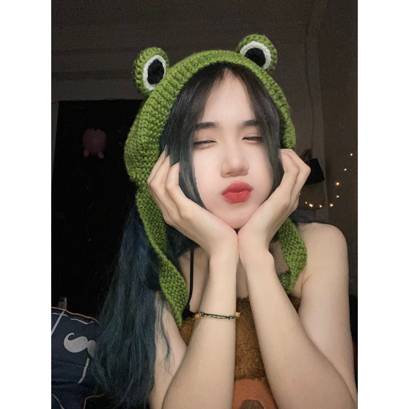 Mũ len ếch so cute