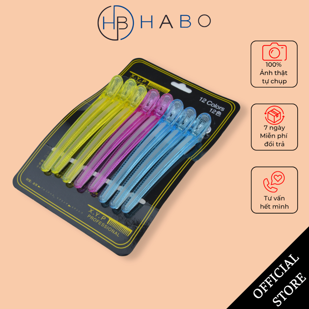 Kẹp mỏ vịt làm tóc, kẹp cá sấu, kẹp tóc mỏ vịt, kẹp vịt cố định tóc, kẹp cố định tóc XYP (Set 8 cây)