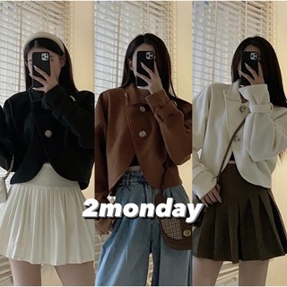 Áo khoác dạ ép dáng lửng vạt chéo cổ bẻ có tay đai siêu xinh