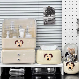 [ HÀNG SẴN ❤️FREESHIP] Hộp Đựng Mỹ Phẩm logo cún để bàn trang điểm có nắp chống bụi, ngăn kéo có thể tách rời