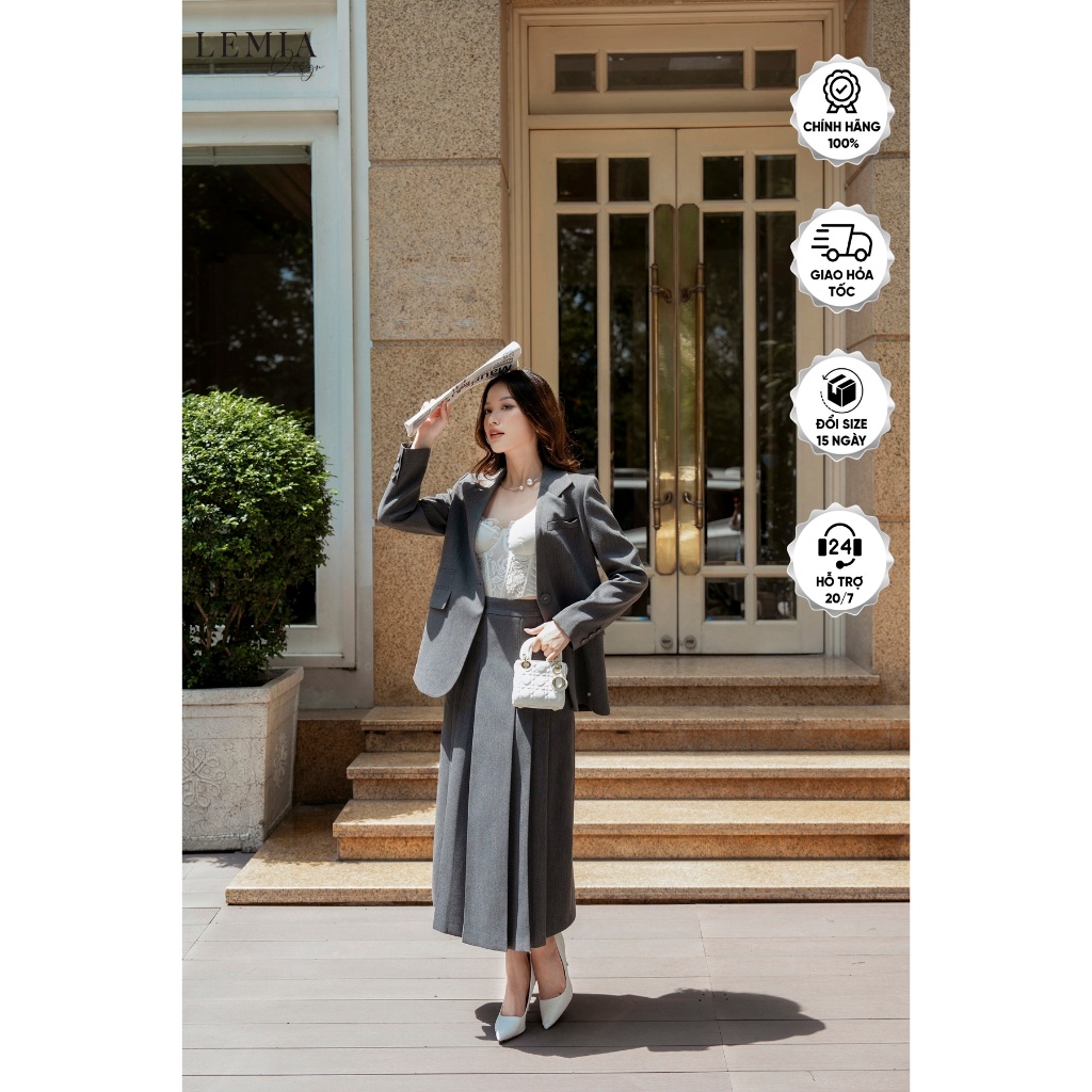 Chân Váy Xòe Dập Ly To Thời Trang by LEMIA Design - 23Z166