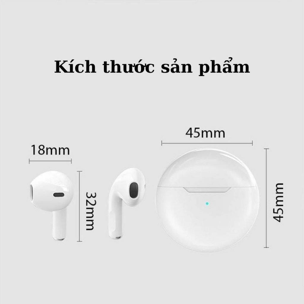 Tai Nghe Bluetooth Pro 6 Tws 5.0 Hai Tai Stereo Wireless Mini Headphone Với Micrô Tích Hợp Chất Lượng âm Thanh Hifi
