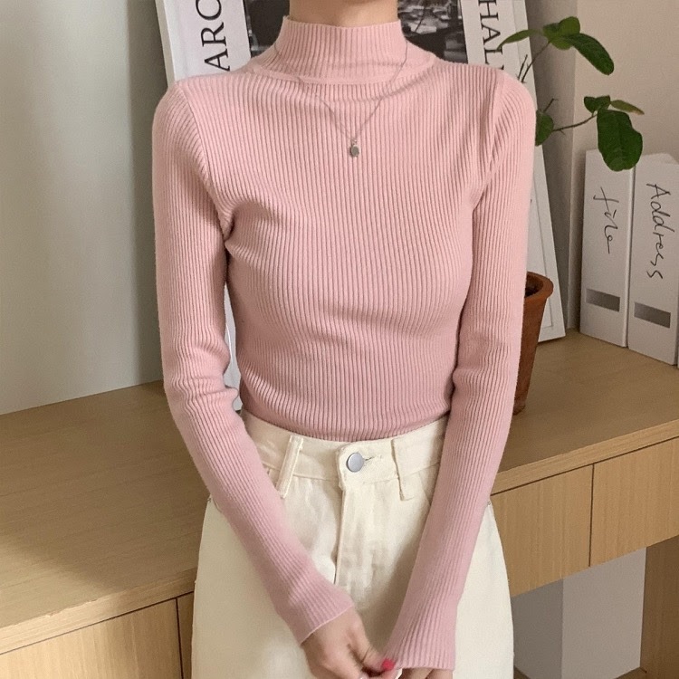 Áo len tăm cổ 3p tay dài dáng body basic