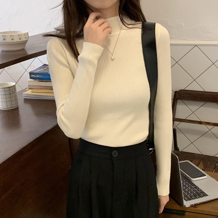 Áo len tăm cổ 3p tay dài dáng body basic