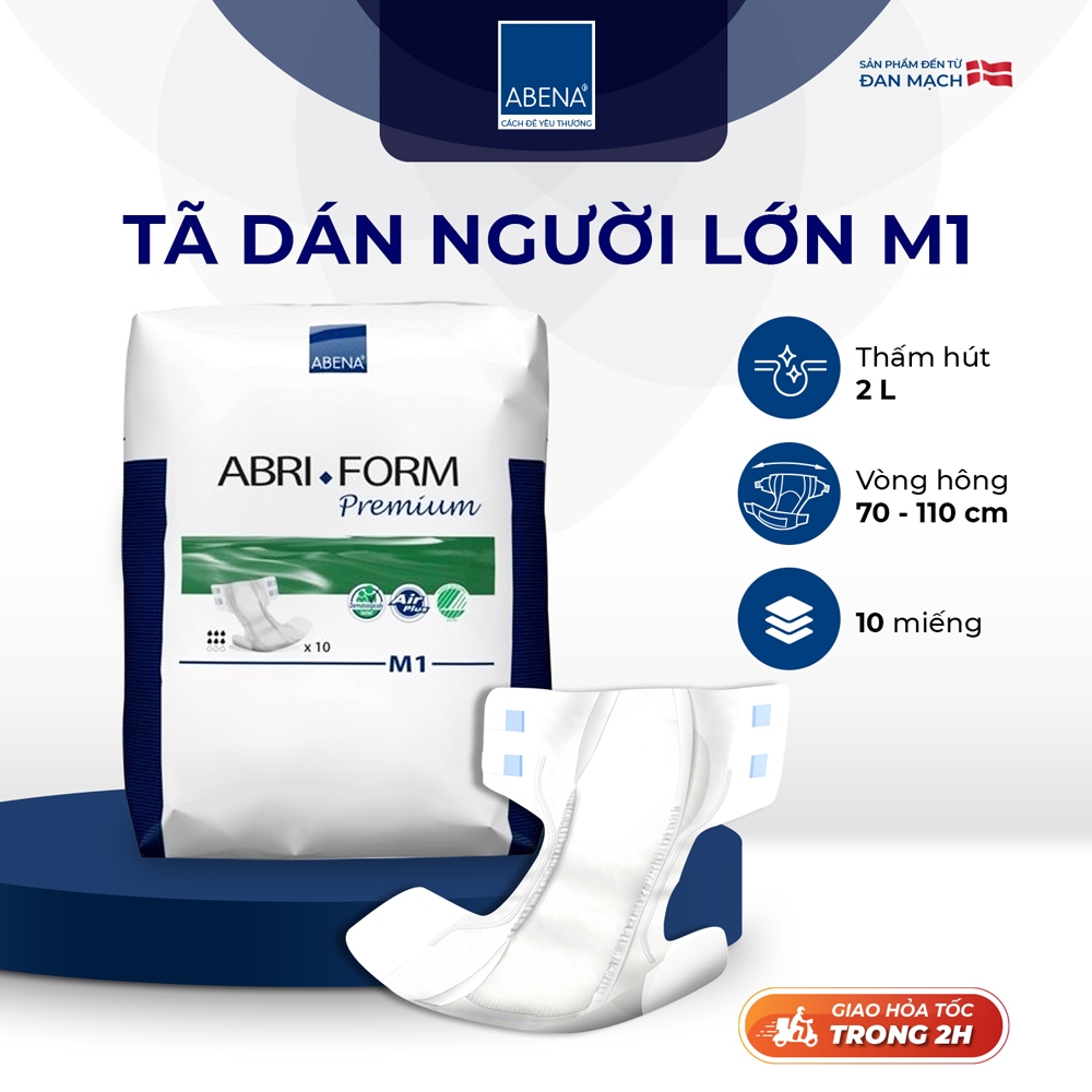 [Mua 1 tặng 1]Tã dán người lớn Abena Abri Form Premium M1 - Nhập khẩu từ Đan Mạch (Gói 10 miếng)