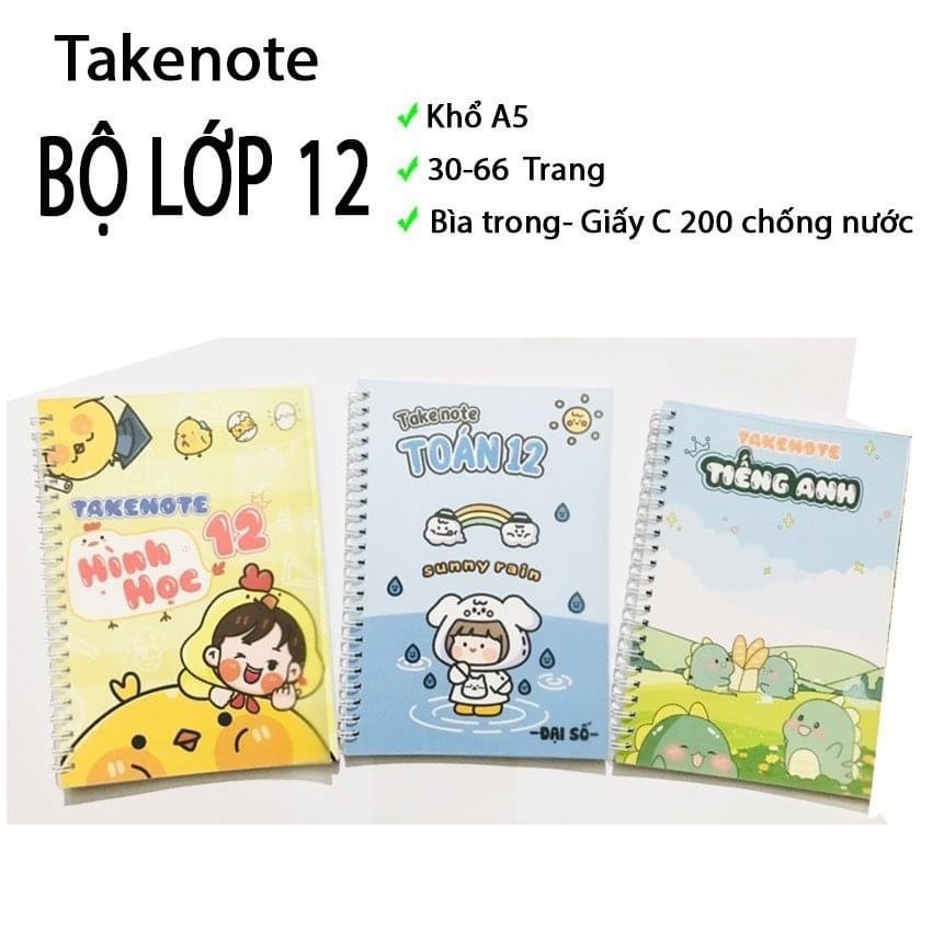 Sổ Giấy Lò Xo Take Note toán 12 bản mới nhất có mục lục khổ A5 lẻ tùy chọn