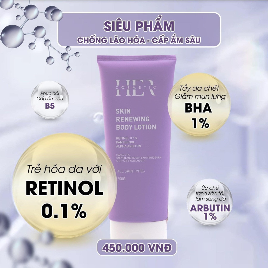 Kem Body Dưỡng Trắng Da Toàn Thân Her Cosmetic  - Skin Renewing Body Lotion 200g - Body Lition & Tone Up 30++