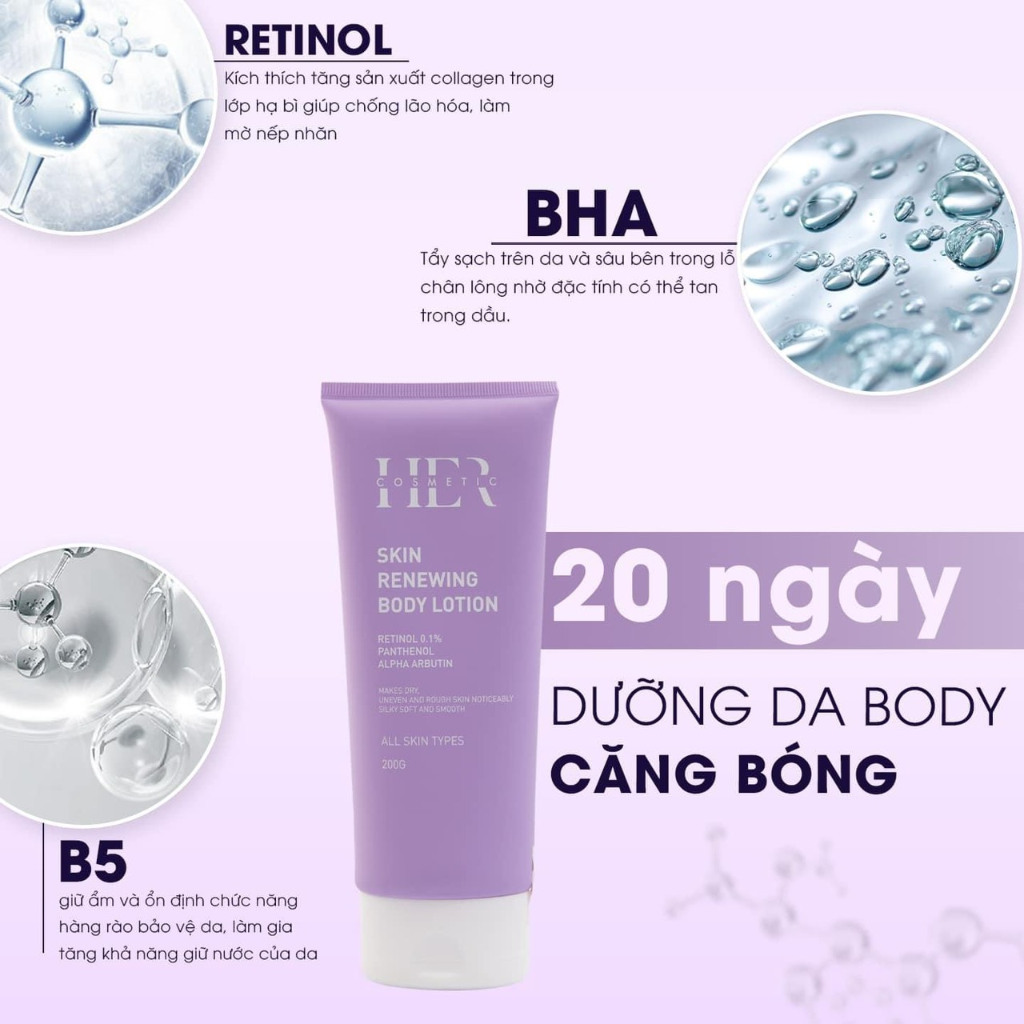 Kem Body Dưỡng Trắng Da Toàn Thân Her Cosmetic  - Skin Renewing Body Lotion 200g - Body Lition & Tone Up 30++