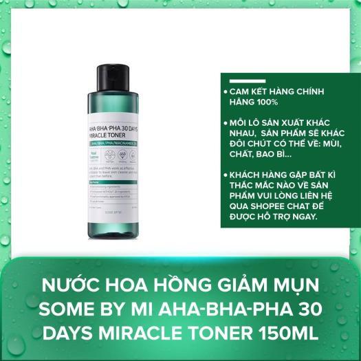 Nước hoa hồng Some By Mi làm sạch da dầu mụn trong 30 ngày AHA-BHA-PHA 30 Days Miracle Toner 150ml