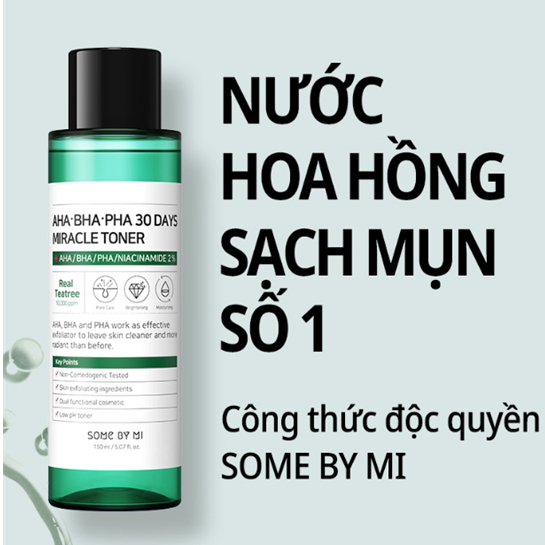 Nước hoa hồng Some By Mi làm sạch da dầu mụn trong 30 ngày AHA-BHA-PHA 30 Days Miracle Toner 150ml