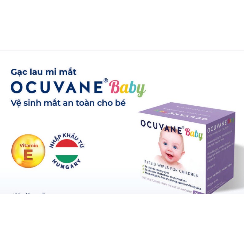 Miếng gạc lau mi mắt OCUVANE PLUS - Hungary lau sạch mắt sau trang điểm, viêm bờ mi, sạch bụi bẩn chất dầu dư thừa mắt