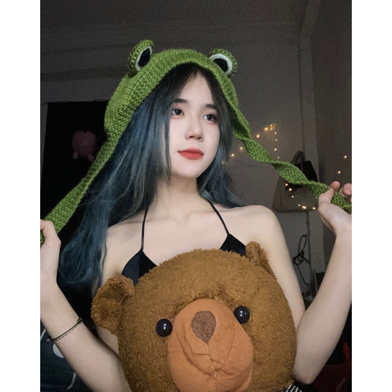 Mũ len ếch so cute