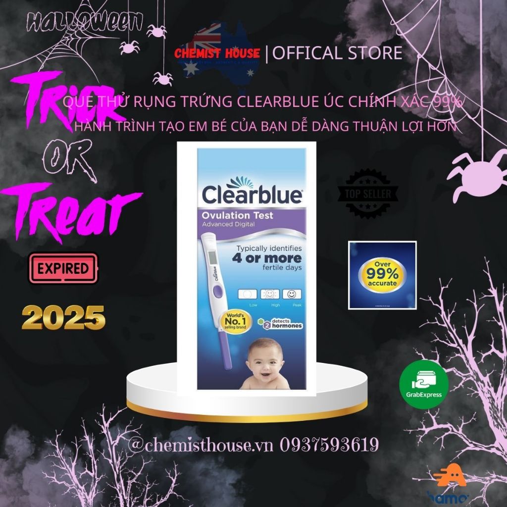 Hộp 10 Que Thử Test Rụng Trứng Úc Clearblue Nhanh Hiệu Quả Tới 99% - Advanced Digital Ovulation Kit Test Chính Hãng