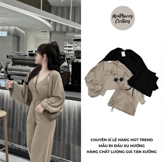 Sét 3 món  HÀNG LOẠI 1  Bộ quần áo nữ chất len tăm, form tay to điệu đà,2 màu basic Mẫu SET3MON2SDCHINHKTRANG. P334