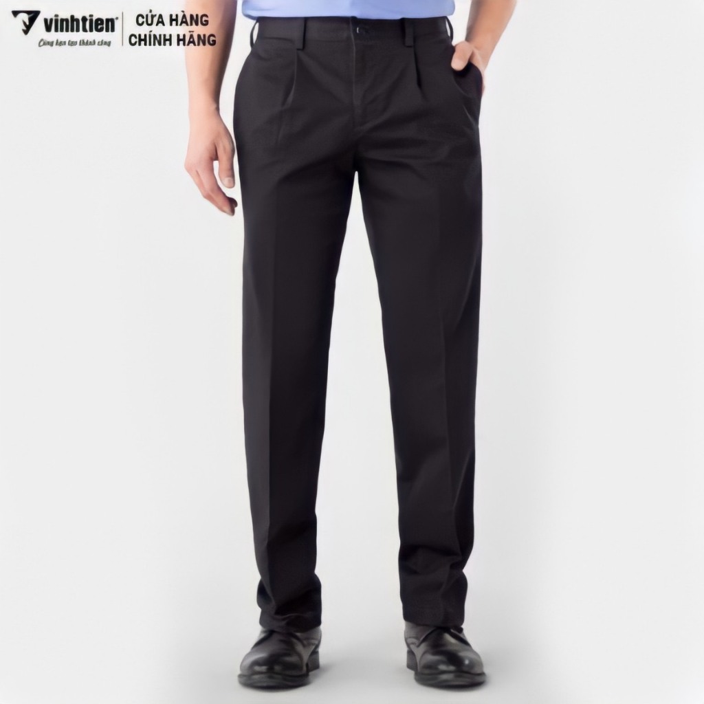 Quần kaki nam trung niên 1 ly classic Vĩnh Tiến vải dệt nống chéo 100% cotton màu trơn 499