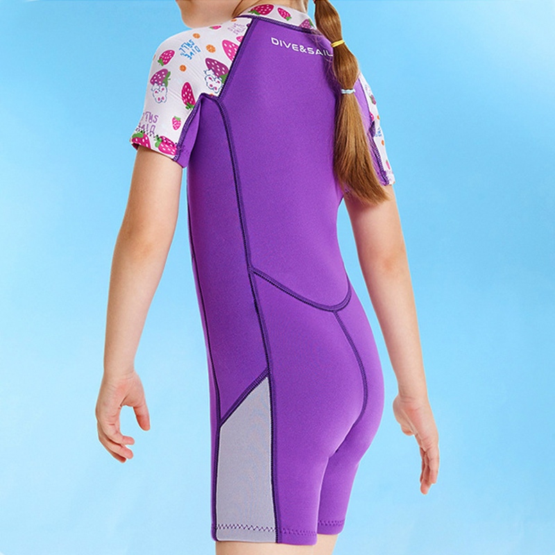 Đồ bơi giữ nhiệt cho bé gái hiệu Dive and Sail vải chống tia UV chất liệu cao su Neoprene dày 2.5mm chống thấm nước size