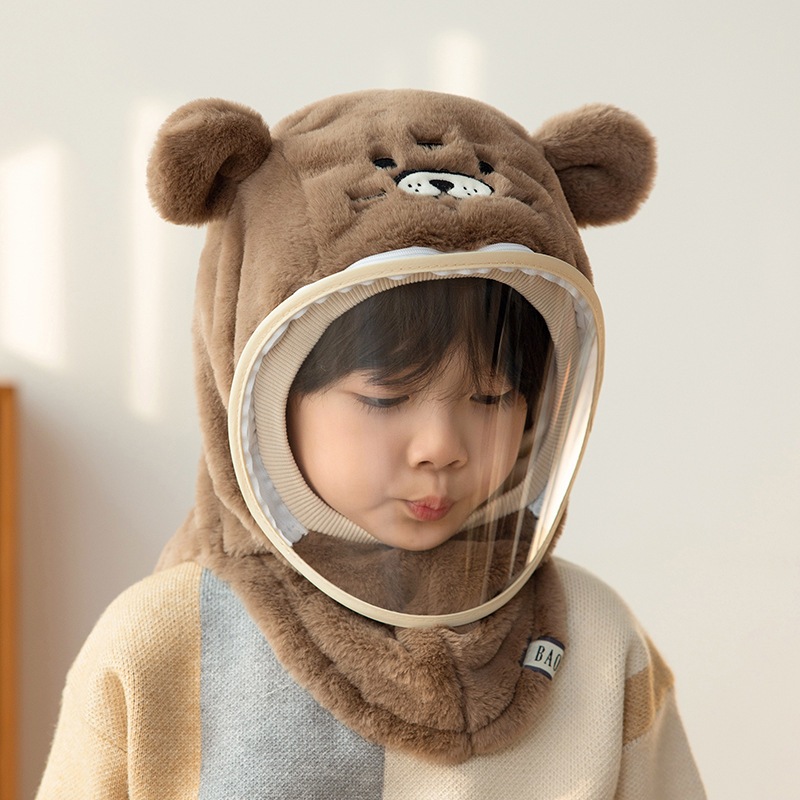 Mũ trùm đầu có kính chắn gió bụi bảo vệ cho bé