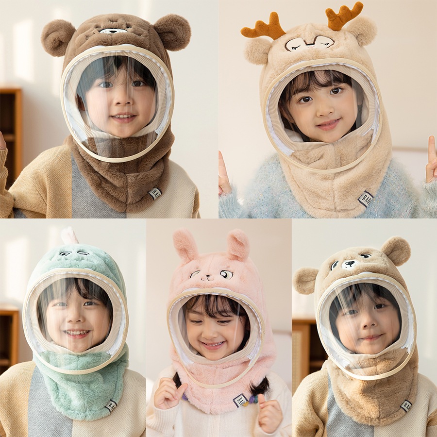 Mũ trùm đầu có kính chắn gió bụi bảo vệ cho bé