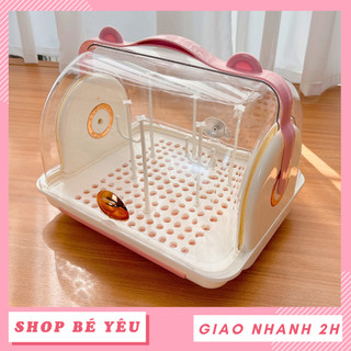 Khay úp bình sữa, núm ti cho bé 9BABY màu hồng