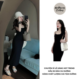 Váy body 💥 HÀNG LOẠI 1 💥 Váy chất tăm rib freesize màu đen sáng da, tôn dáng