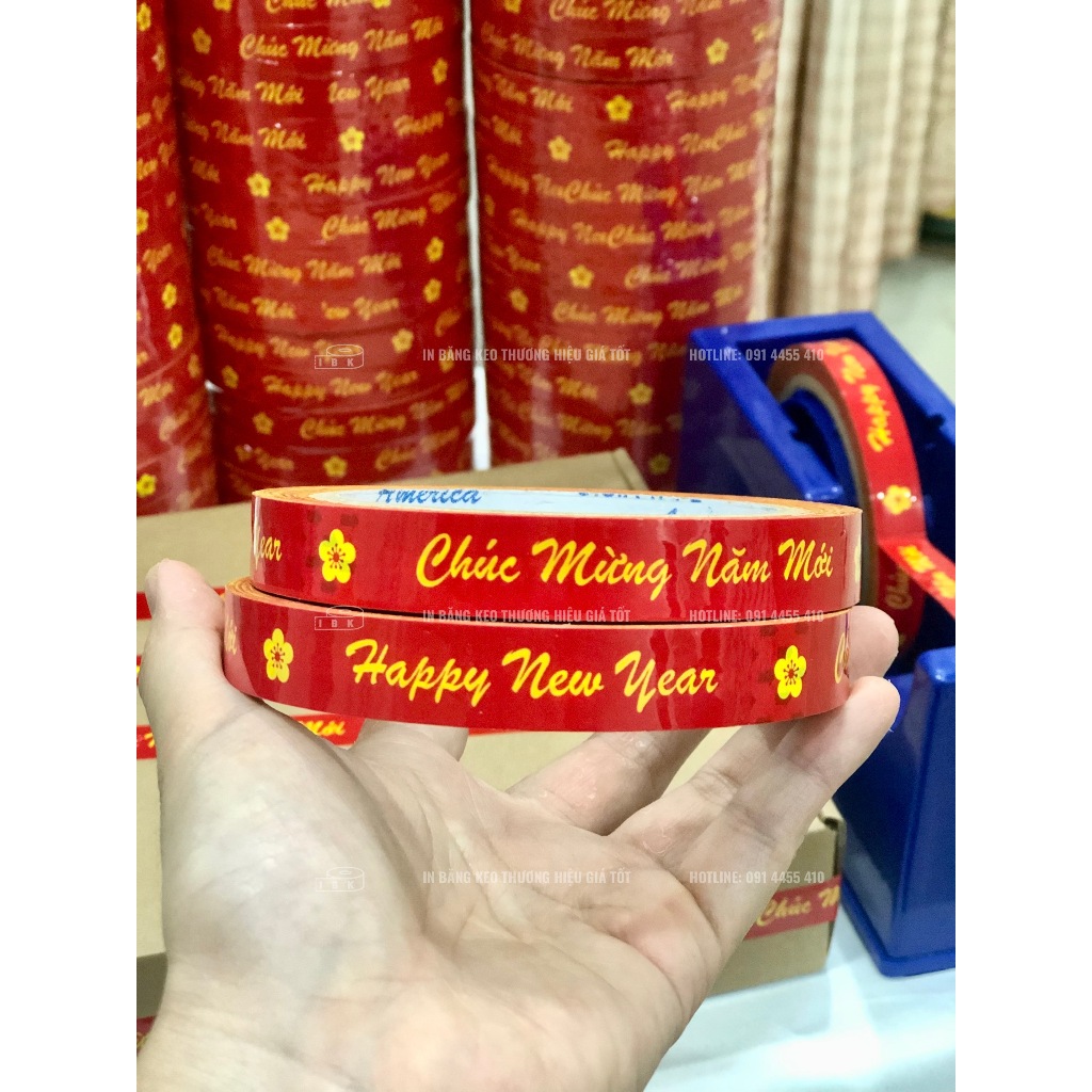 Băng keo CHÚC MỪNG NĂM MỚI màu đỏ vàng